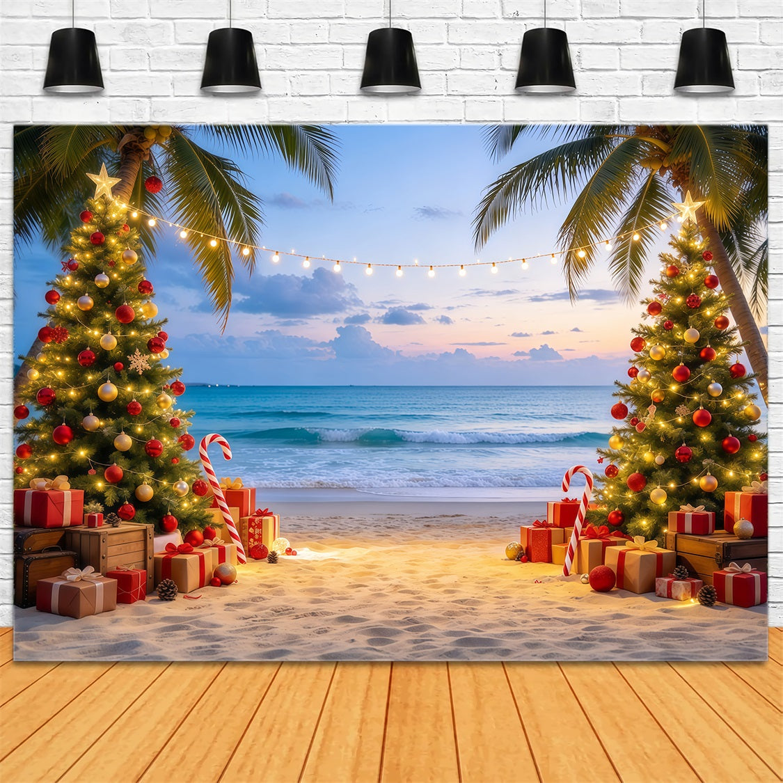 Australischer Weihnachtshintergrund Tropischer Strand Weihnachtsbaum GQ69-78