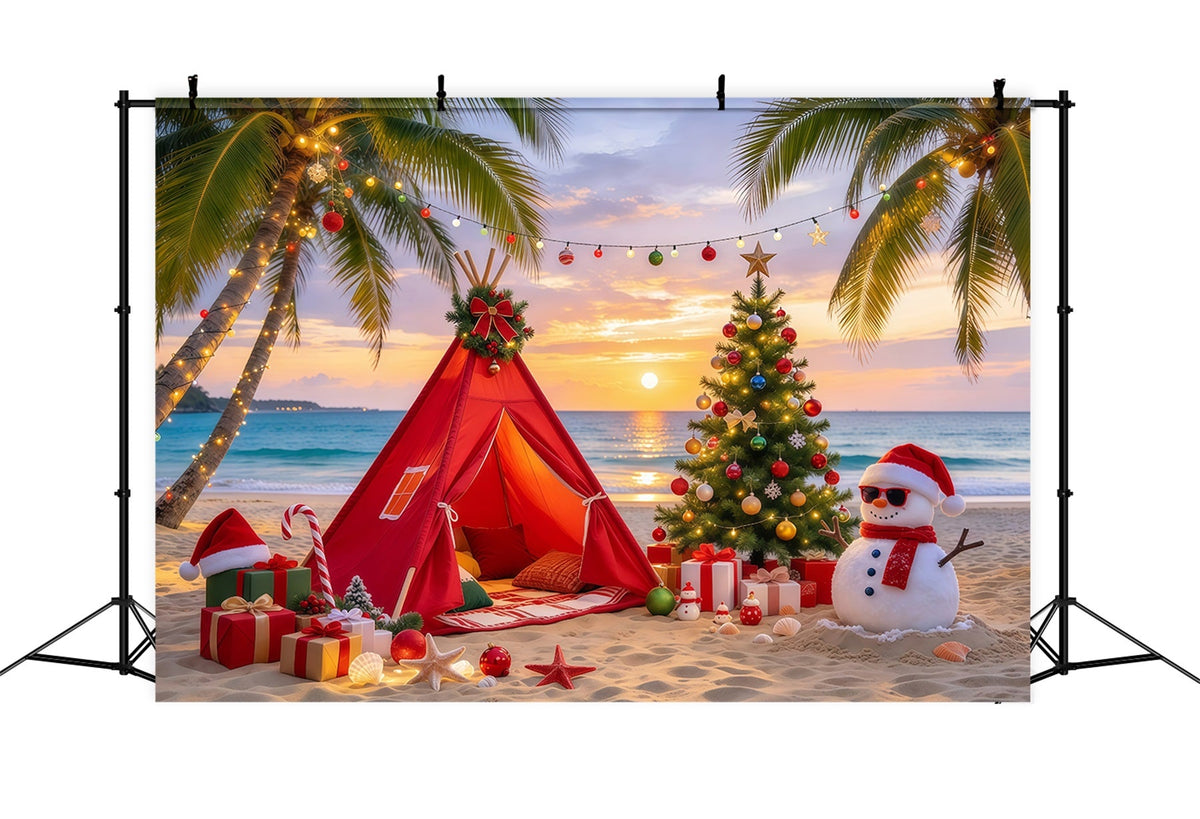 Traditioneller Weihnachtshintergrund Tropischer Strand Schneemann Lager GQ69-81