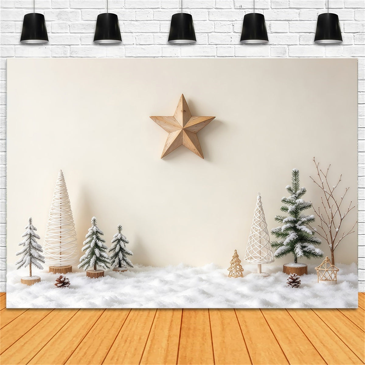 Minimalistischer Weihnachtshintergrund Winterstern Dekoration GQ69-86