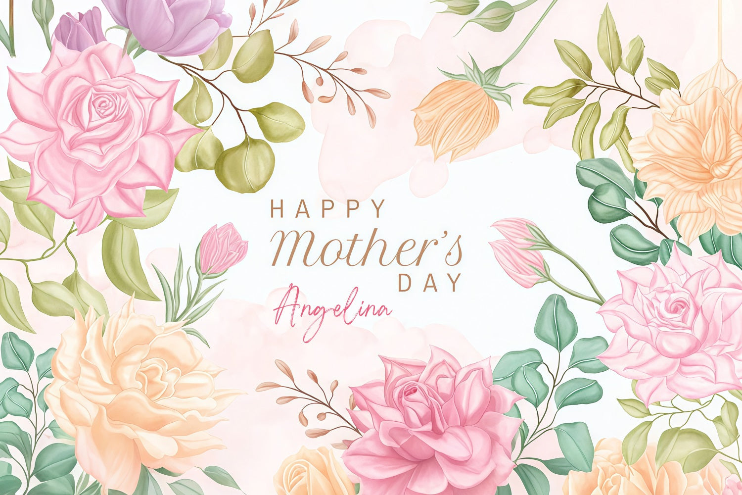 Muttertags-Hintergrundbild Personalisierbare Aquarell-Blume Künstlerisch CJJ3-204