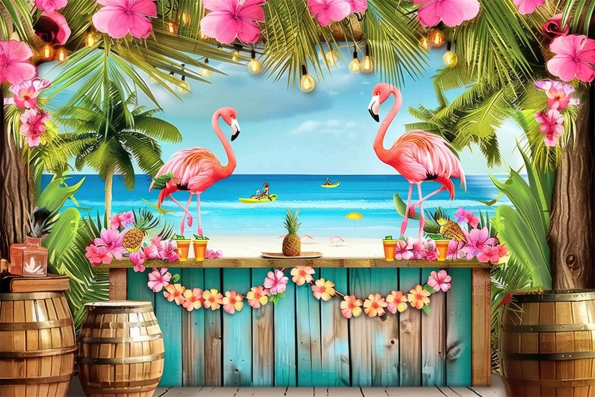 Tropische Backdrops Flamingo Palme Blume Sommer Backdrop GTY3-287