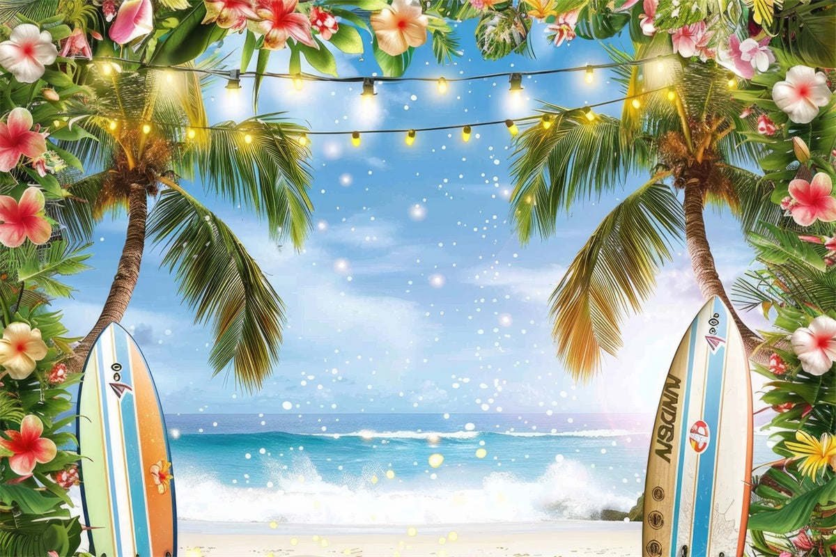 Strand Backdrops Surfbrett Palme Ozean Sommer Backdrop GTY3-288