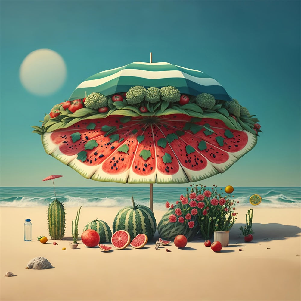 Sommer Backdrops Wassermelone Regenschirm Obst Strand Sommer Backdrop GTY3-290