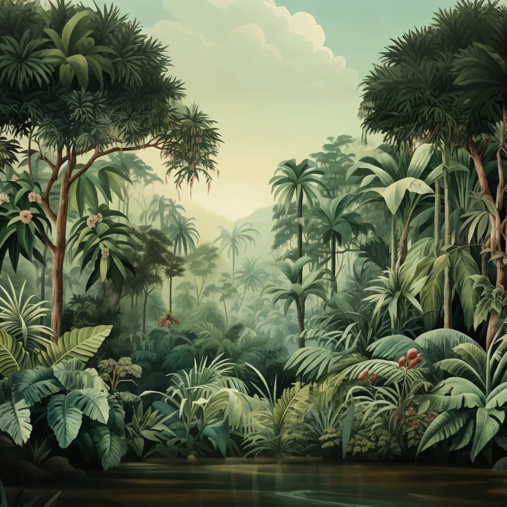 Tropical Backdrop Tropischer Dschungel Grüne Blätter Sommerhintergrund GTY3-301