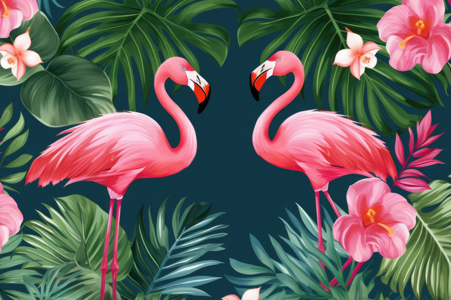 Tropische Hintergrundbilder Tropischer Flamingo Dschungelblätter Sommerhintergrund GTY3-380