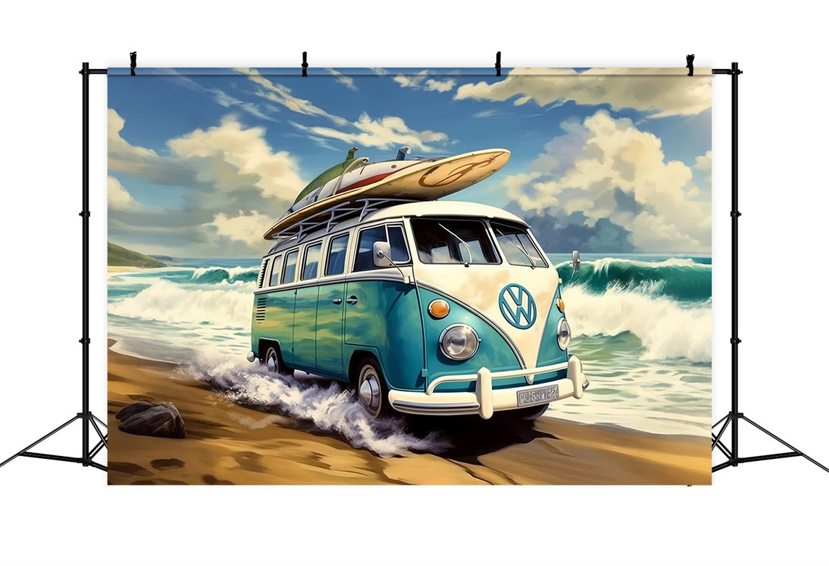 Strand Fotokulisse Vintage Surf Van Sand Sommerkulisse GTY3-382