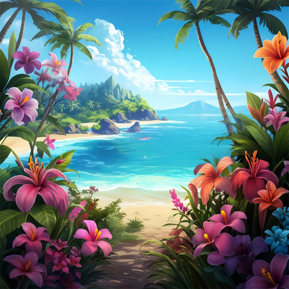 Strand Fotohintergrund Blauer Himmel Floral Trail Sommerhintergrund GTY3-385