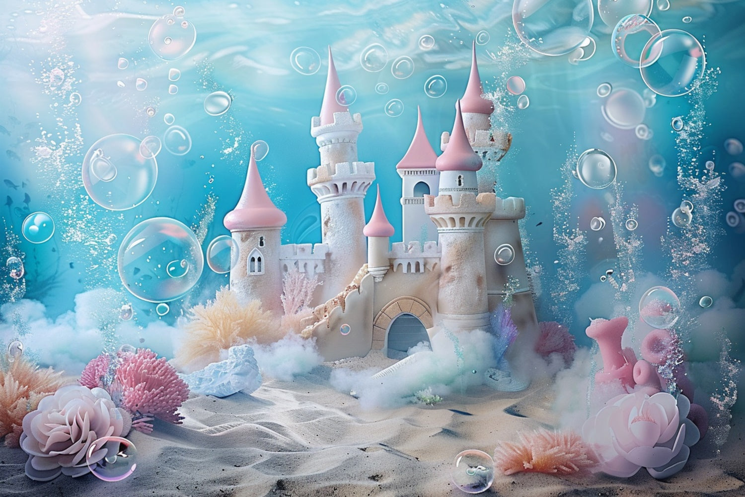 Sommer Backdrop Unterwasser Meerjungfrau Schloss Traumkulisse GTY3-387