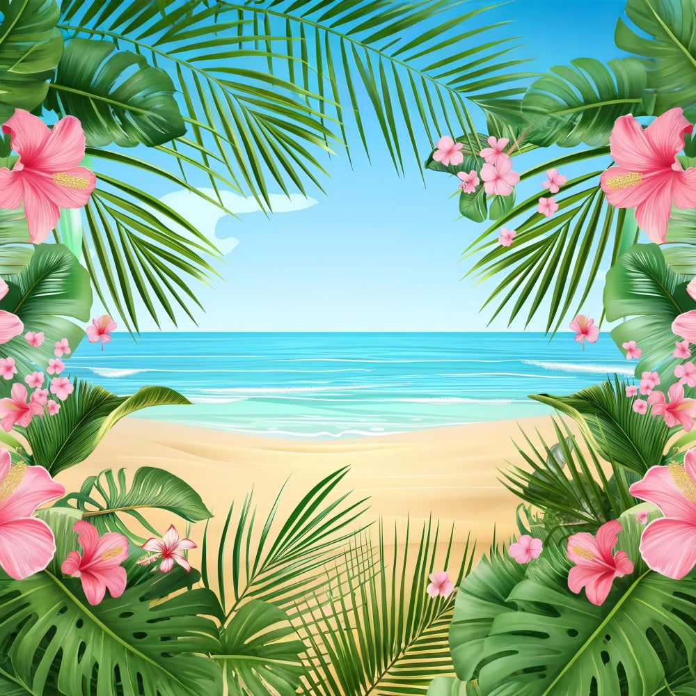 Fotohintergrund Strand Tropische Blume Rahmen Strandhintergrund GTY3-389