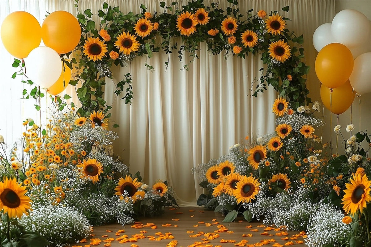 Sonnenblumen Backdrops Sonnenblumenbogen Gelber Ballon Backdrop GTY3-394