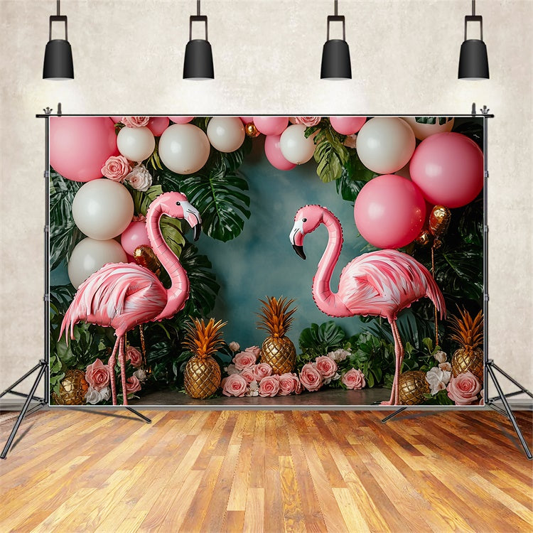Tropische Fotokulisse Ballon Flamingo Floral Sommerkulisse GTY3-395