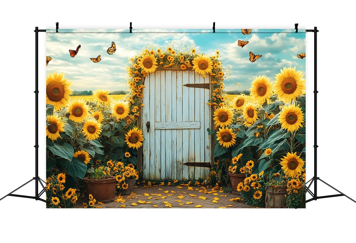 Sonnenblumen Backdrops Sonnenblumengarten Schmetterlingstor Sommer Backdrop GTY3-404