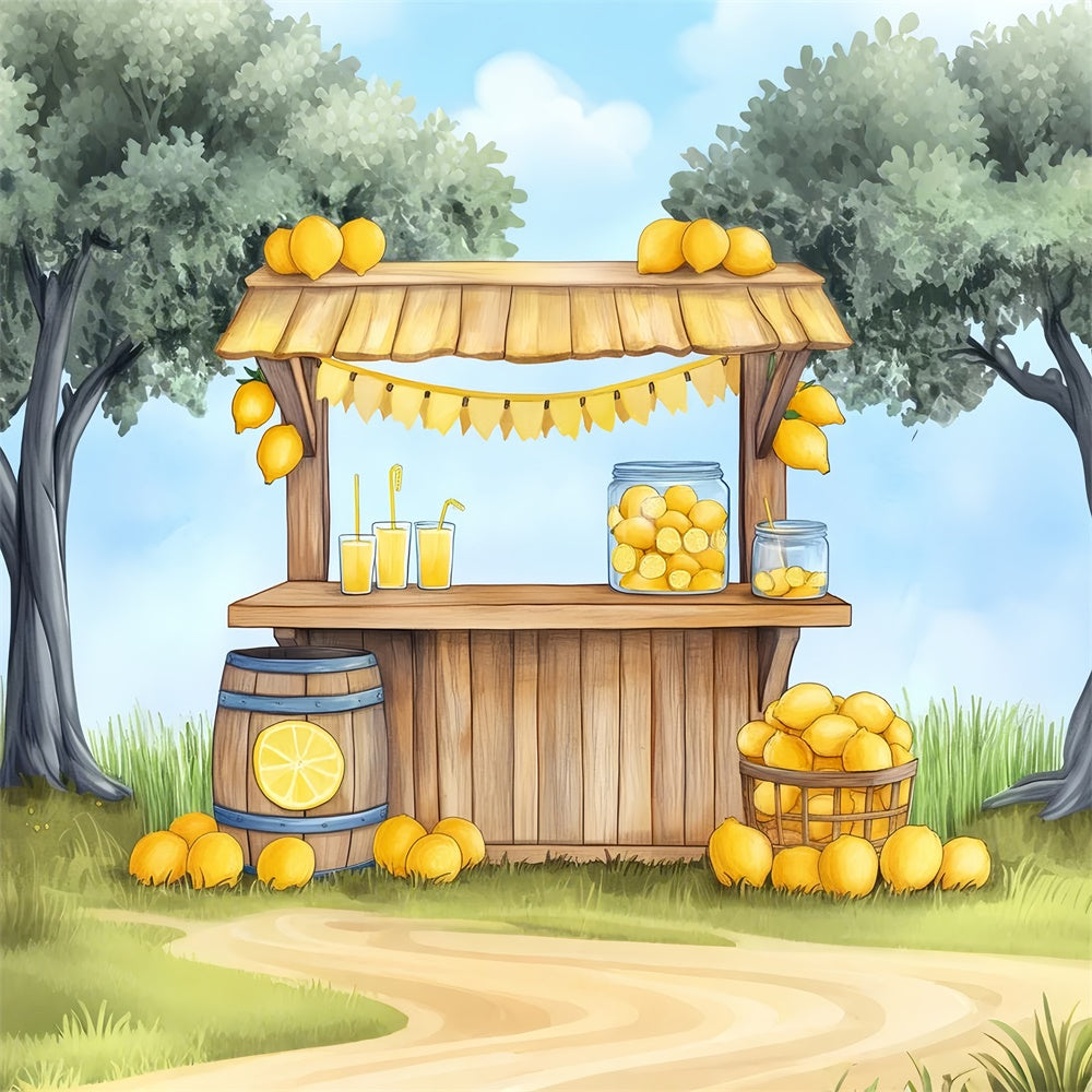 Zitrone Backdrop Zitronenbaum Garten Sommer Backdrop GTY3-406