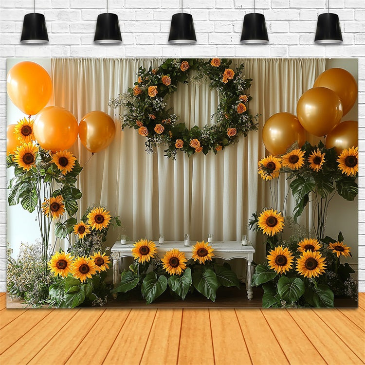 Sommer Fotokulisse Sonnenblume Party Ballons Kulisse GTY3-407