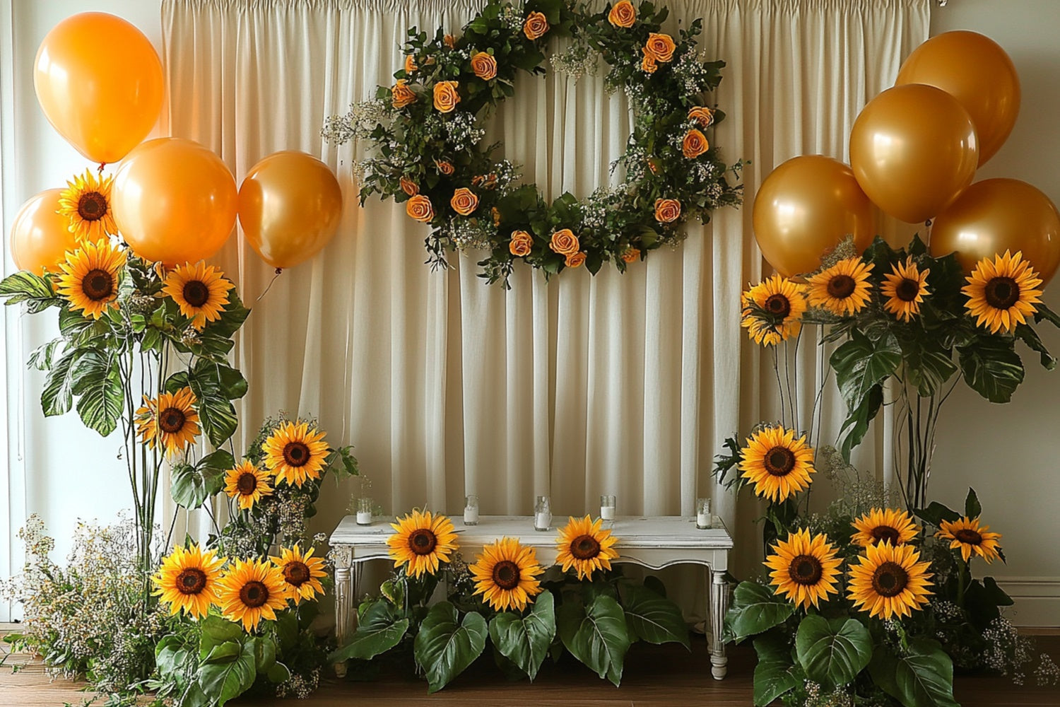 Sommer Fotokulisse Sonnenblume Party Ballons Kulisse GTY3-407