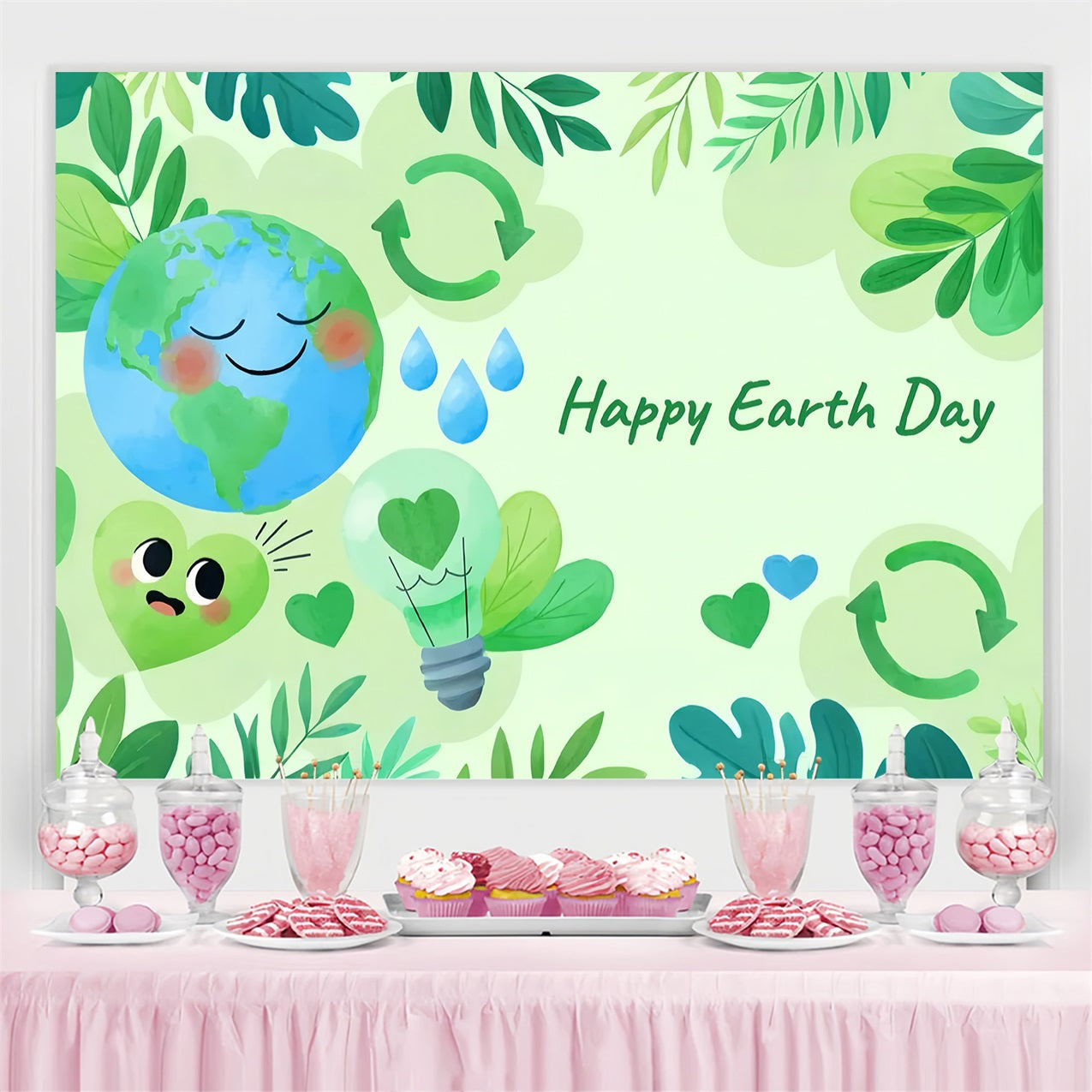 Happy Earth Day Backdrop Umweltschutz Aquarell Backdrop GTY3-51
