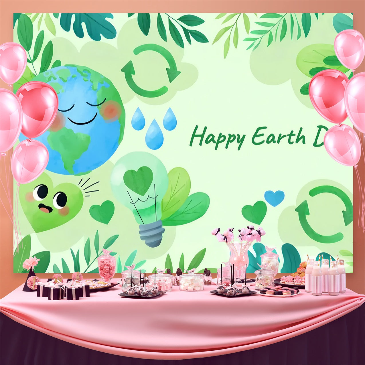 Happy Earth Day Backdrop Umweltschutz Aquarell Backdrop GTY3-51