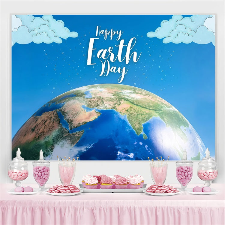 Happy Earth Day Backdrop Bewölkter Himmel Planet Backdrop GTY3-71