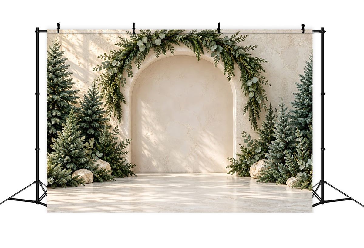 Weihnachtsbaum-Fotohintergrund Sonnenbeschienener Immergrüner Marmorbogen HQ610-160
