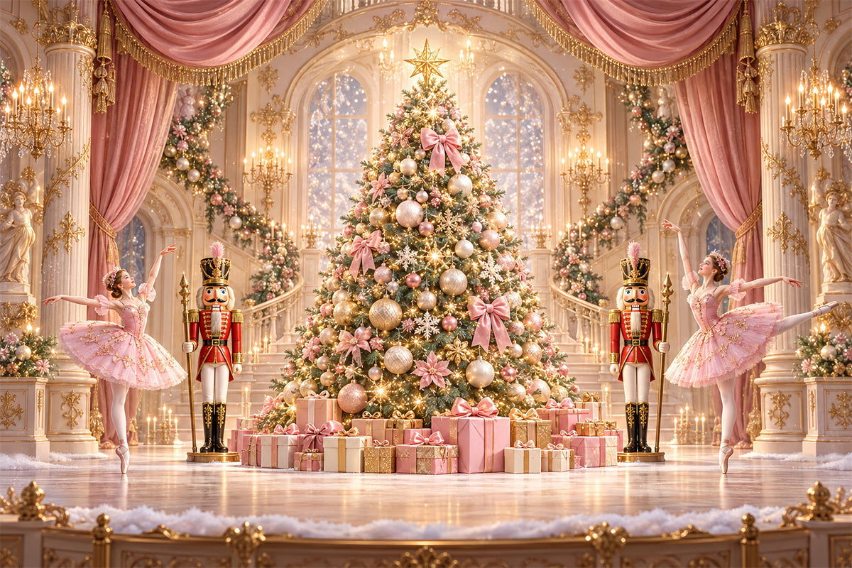 Nussknacker-Fotohintergrund Rosa Ballettsaal Bühne HQ610-173