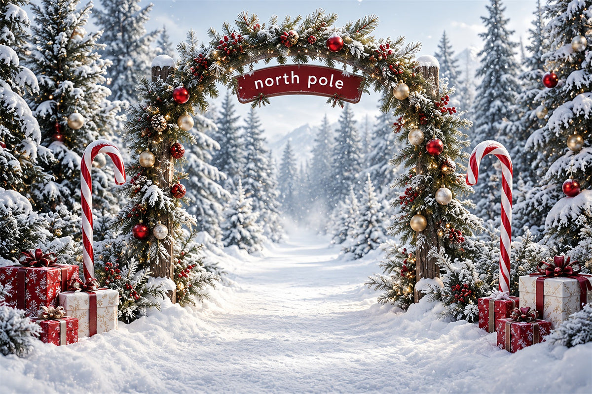 Nordpol-Fotohintergrund Zuckerstangenwald-Eingang HQ610-182