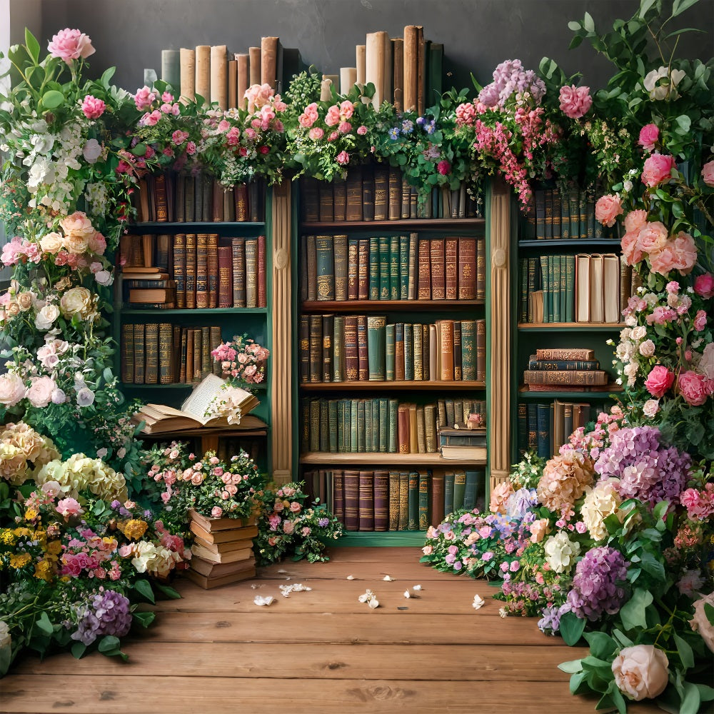 Frühlingshintergrund Fotografie Bücherregal Blühende Rosen Hintergrund LXX1-144