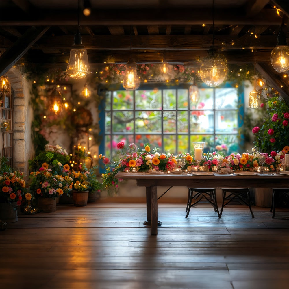 Frühling Fotohintergrund Festliche Blumen Tischhintergrund mit Kerzenlicht LXX1-152