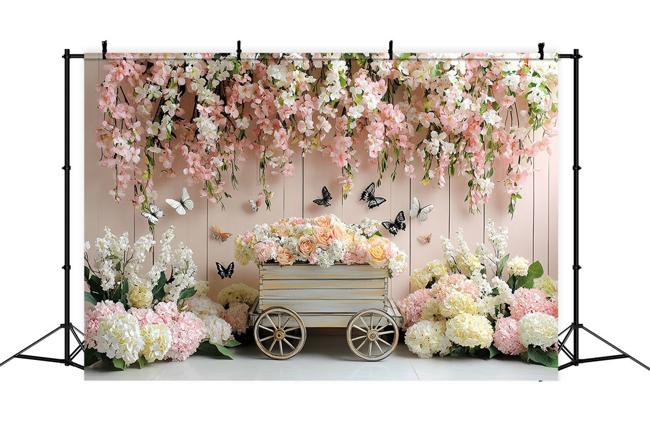 Spring Backdrops Romantische Hängende Blumen Cart Backdrop LXX1-2