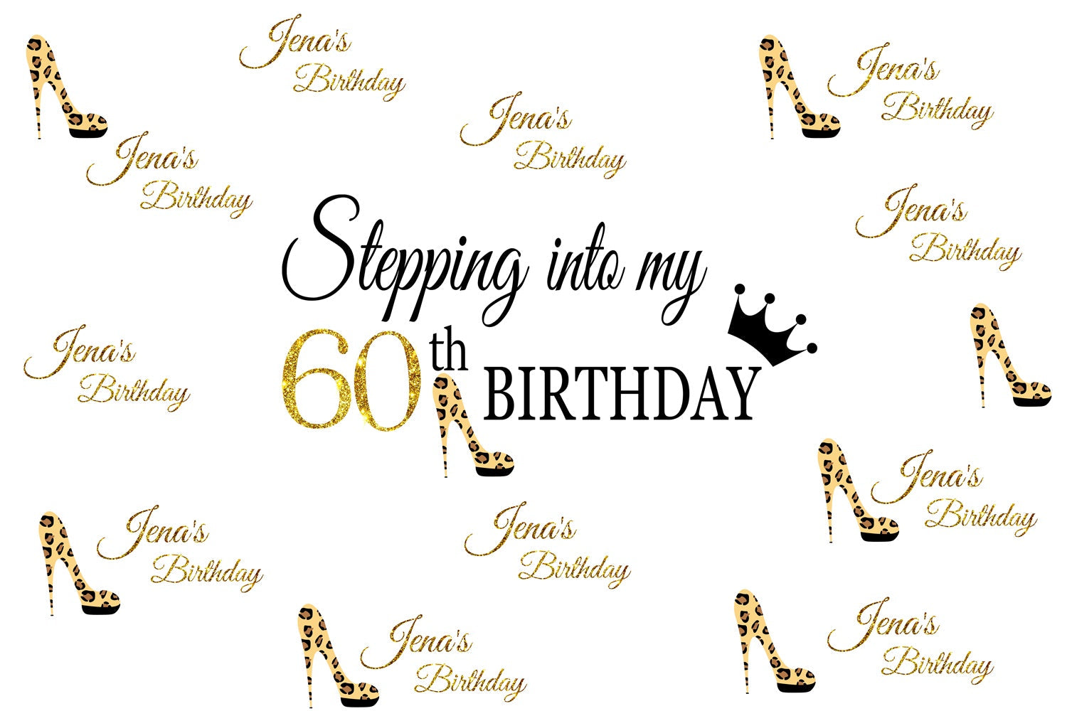 Benutzerdefinierte 60. Geburtstag Backdrop Elegant Leopard Glitter Shoe Backdrop LXX1-21