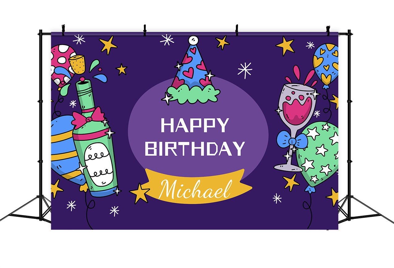 Custom Birthday Backdrop Bunte Luftballons Wein Party Backdrop LXX1-237