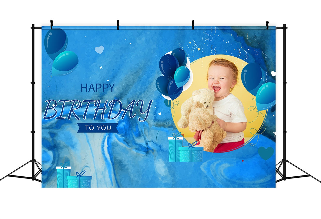 Personalisierte Backdrop für Geburtstag Blaues Thema Baby Design Backdrop LXX1-239