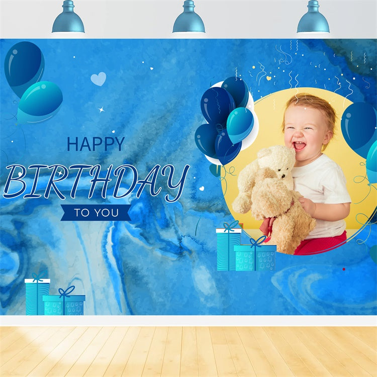 Personalisierte Backdrop für Geburtstag Blaues Thema Baby Design Backdrop LXX1-239