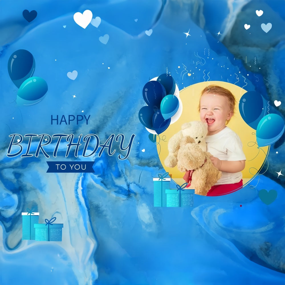 Personalisierte Backdrop für Geburtstag Blaues Thema Baby Design Backdrop LXX1-239