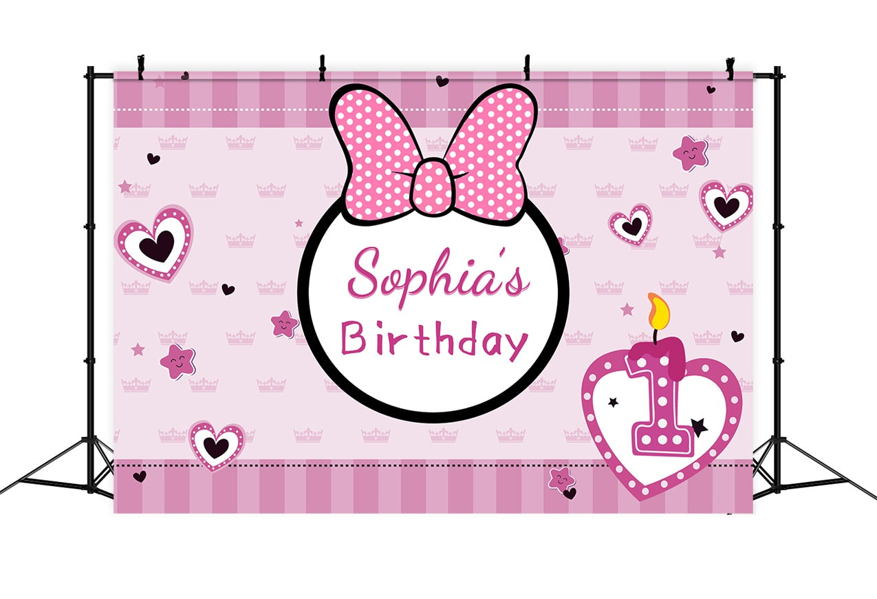 Personalisierte Backdrop Geburtstag 1. Rosa Schleife Feier Backdrop LXX1-248