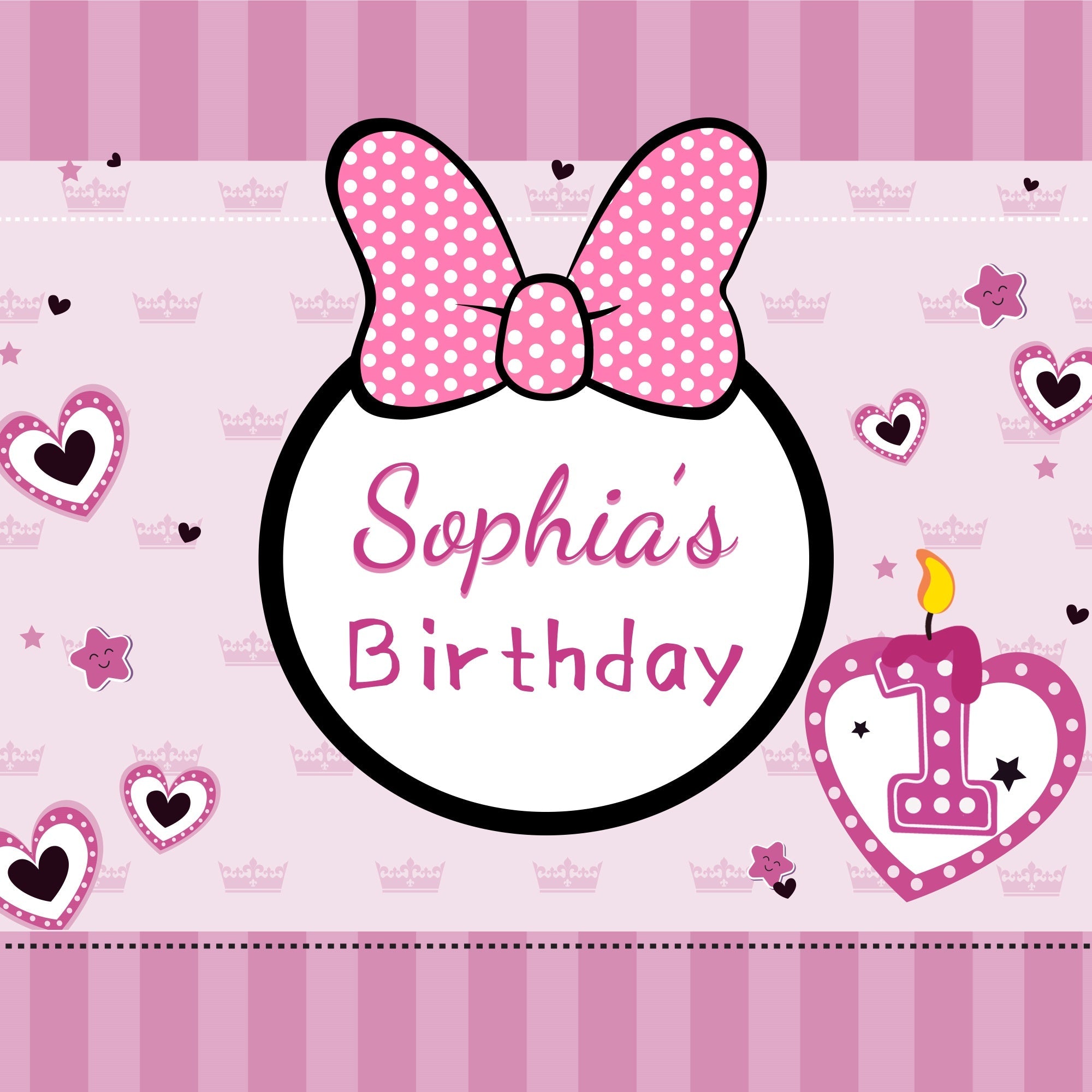 Personalisierte Backdrop Geburtstag 1. Rosa Schleife Feier Backdrop LXX1-248