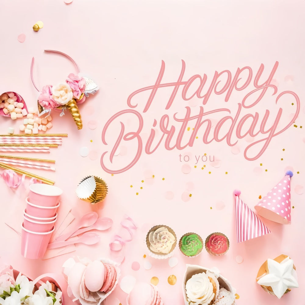 Customize Geburtstag Backdrop Pink Party Cupcake Foto Hintergrund LXX1-249