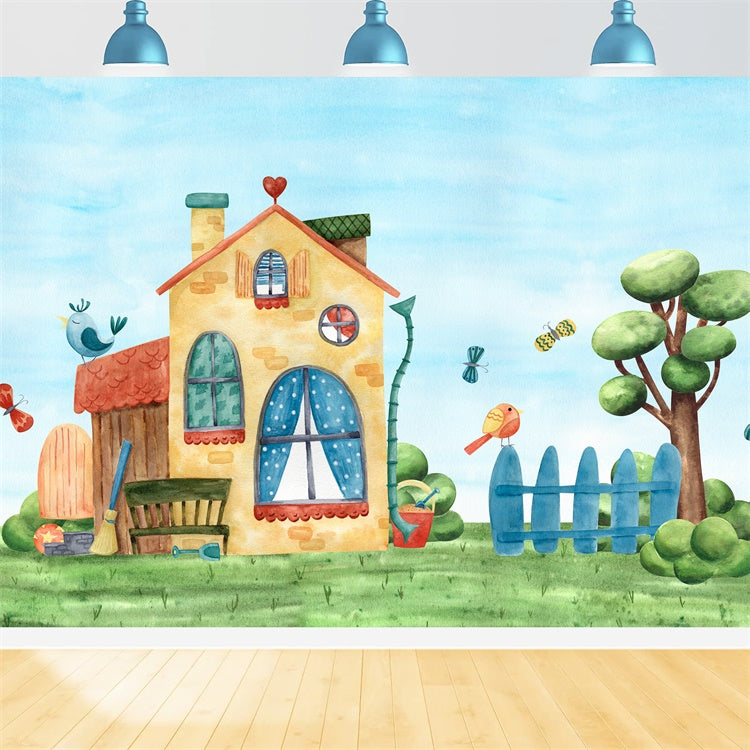 Haustier Fotografie Hintergrund Kulissen Landhaus Aquarell Vögel Hintergrund LXX1-298