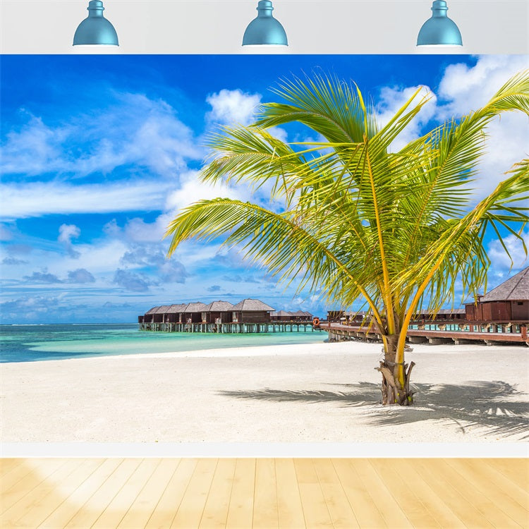Himmel Fotografie Backdrop Palmen Luxus Hütten Hintergrund LXX1-306