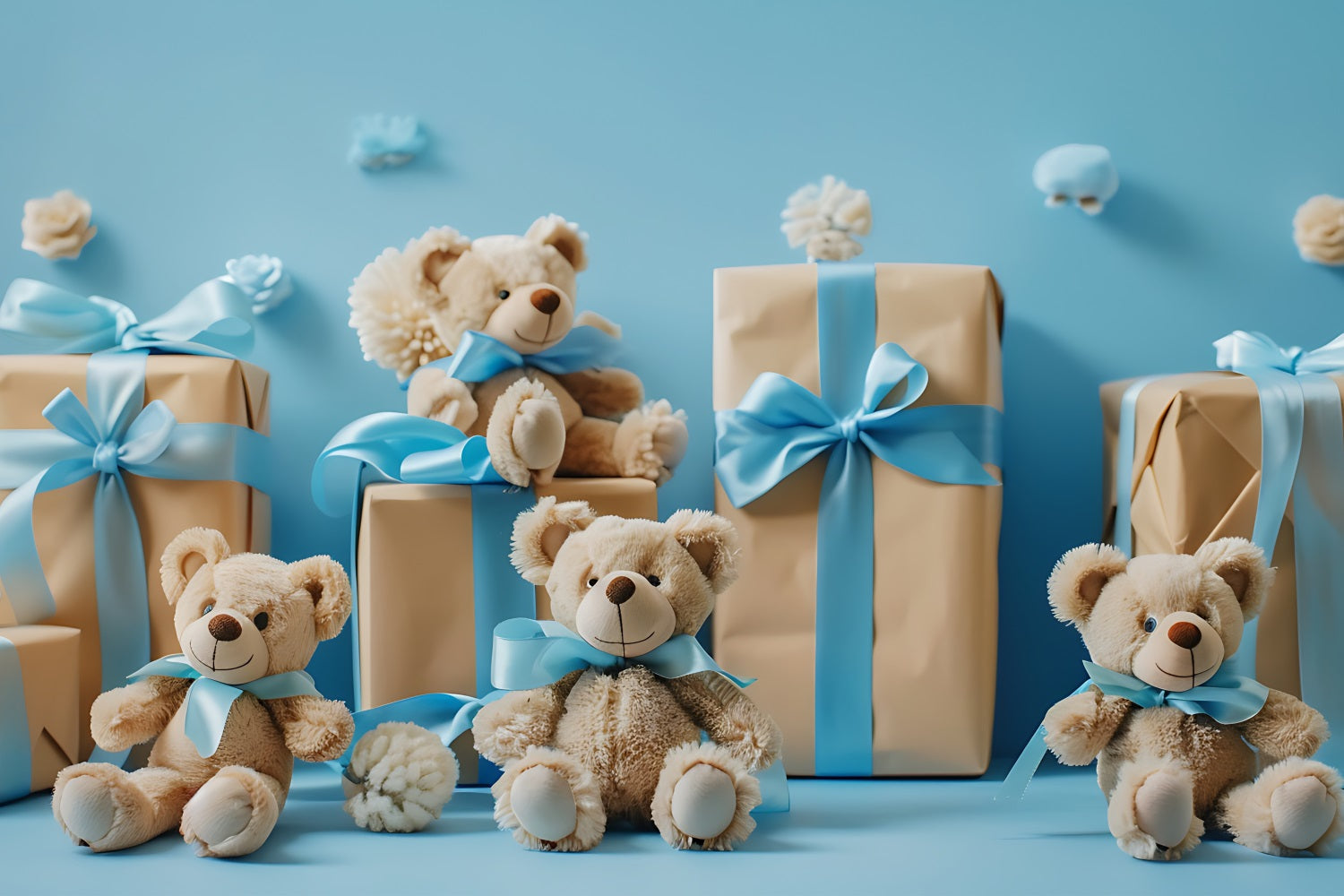 Backdrop Wolke Blau Teddybären Geschenkboxen Backdrop LXX1-341