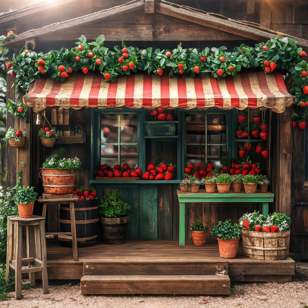 Frühling Fotohintergrundbilder Erdbeerladen Holzdekor Hintergrund LXX1-82