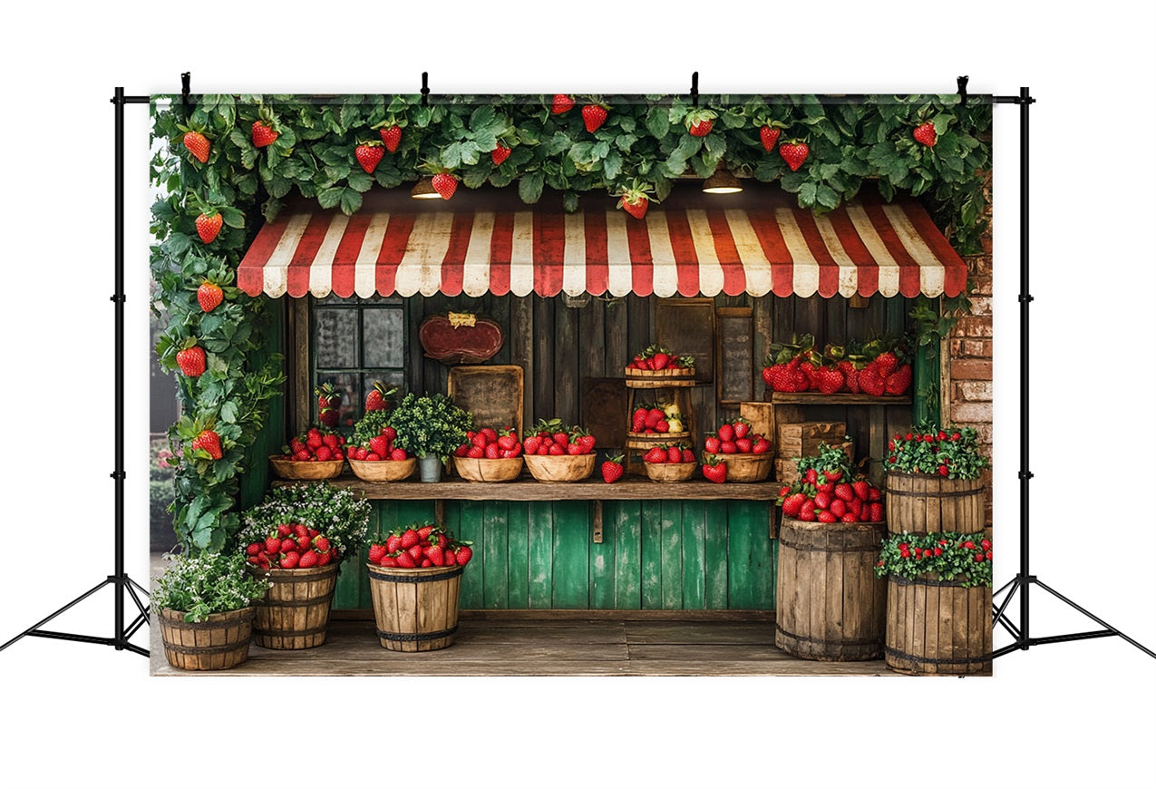 Spring Backdrops Strawberry Shop Holz Grün Dekor Hintergrund LXX1-83