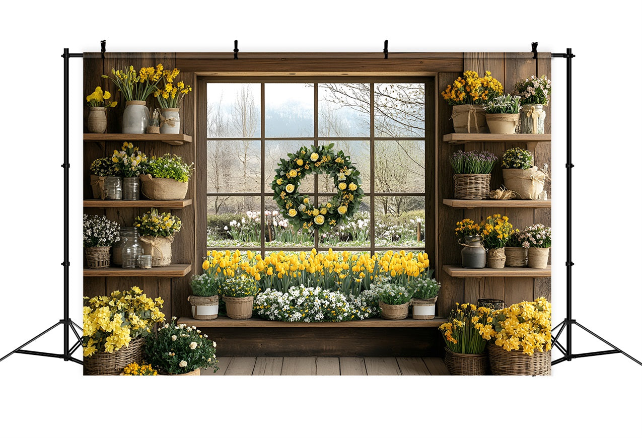 Backdrops für Frühling Floral Fenster Szene Hintergrund LXX1-94