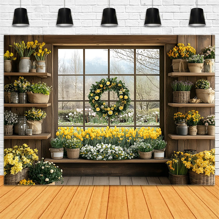 Backdrops für Frühling Floral Fenster Szene Hintergrund LXX1-94