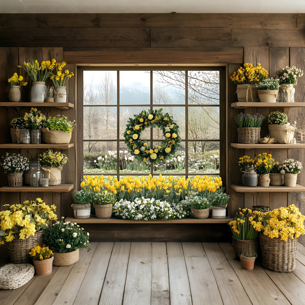 Backdrops für Frühling Floral Fenster Szene Hintergrund LXX1-94