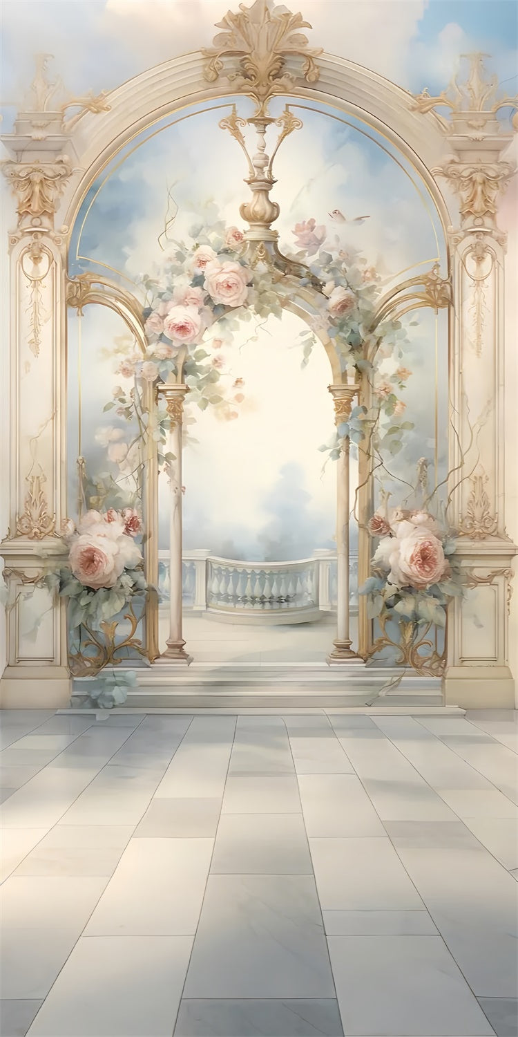 Backdrops Fine Art Königlicher Bogen Elegante Rose Sweep Backdrop LXX2-263