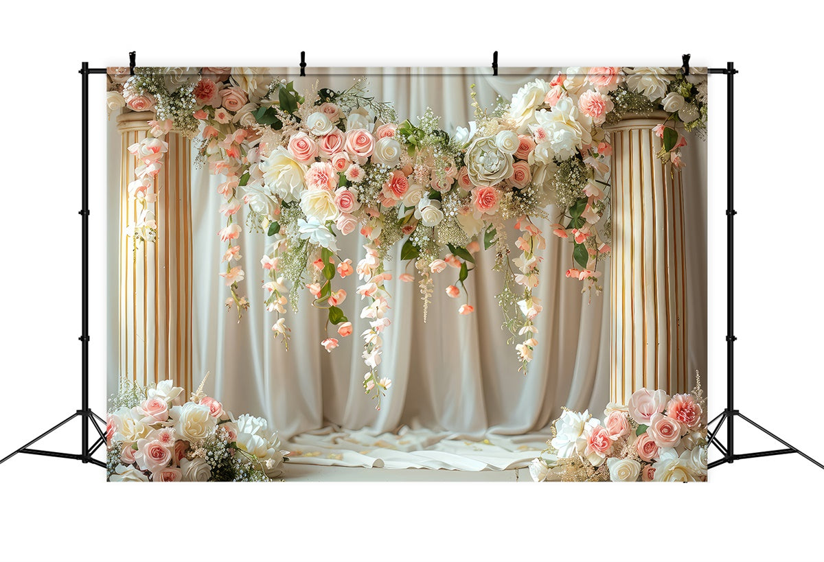 Frühlingshintergrund Ideen Vintage Säule Blumenbogen Hintergrund LXX2-42
