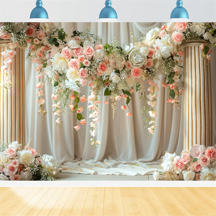 Frühlingshintergrund Ideen Vintage Säule Blumenbogen Hintergrund LXX2-42