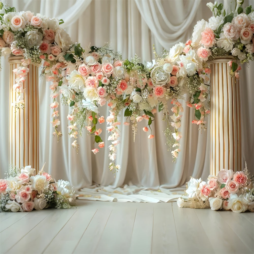 Frühlingshintergrund Ideen Vintage Säule Blumenbogen Hintergrund LXX2-42