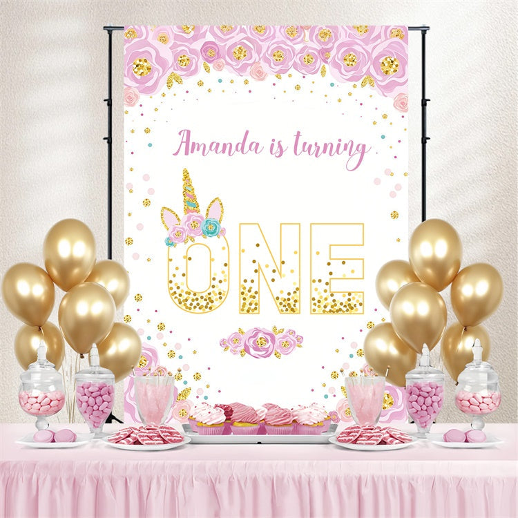 Personalisierte Geburtstag Backdrops Floral Konfetti Celebration Backdrop LXX3-104