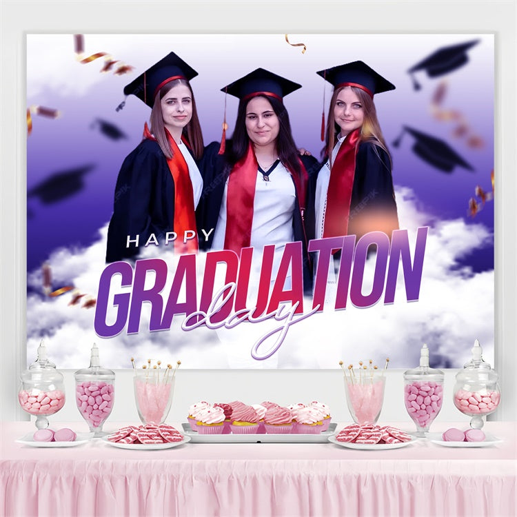 Personalisierte Graduation Backdrop 2025 Lila Wolke Graduation Party Backdrop LXX3-147